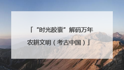 “时光胶囊”解码万年农耕文明（考古中国）