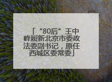“80后”王中峰履新北京市委政法委副书记，原任西城区委常委