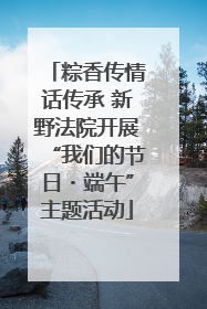 粽香传情话传承 新野法院开展“我们的节日・端午”主题活动