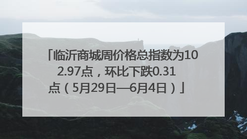 临沂商城周价格总指数为102.97点，环比下跌0.31点（5月29日—6月4日）