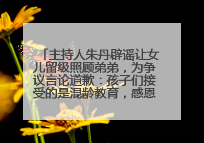 主持人朱丹辟谣让女儿留级照顾弟弟，为争议言论道歉：孩子们接受的是混龄教育，感恩每一条批评