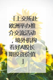 上交所赴欧洲举办推介交流活动，境外机构看好A股长期投资价值