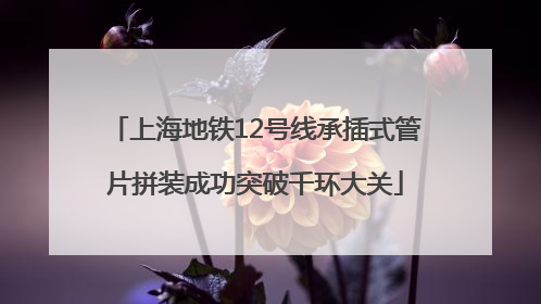 上海地铁12号线承插式管片拼装成功突破千环大关