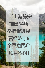 上海静安推出34项举措促进民营经济，8个重点民企项目签约