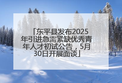 东平县发布2025年引进急需紧缺优秀青年人才初试公告，5月30日开展面谈