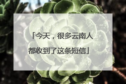 今天，很多云南人都收到了这条短信