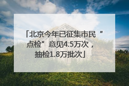 北京今年已征集市民“点检”意见4.5万次，抽检1.8万批次