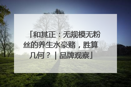 和其正：无规模无粉丝的养生水豪赌，胜算几何？｜品牌观察