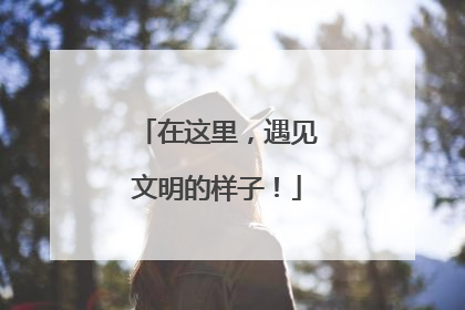 在这里，遇见文明的样子！