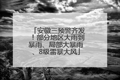 安徽三预警齐发！部分地区大雨到暴雨、局部大暴雨、8级雷暴大风