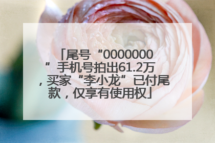尾号“0000000”手机号拍出61.2万，买家“李小龙”已付尾款，仅享有使用权