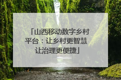 山西移动数字乡村平台：让乡村更智慧 让治理更便捷