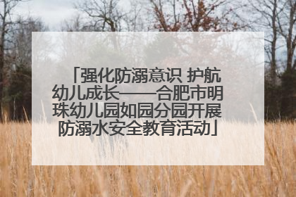 强化防溺意识 护航幼儿成长——合肥市明珠幼儿园如园分园开展防溺水安全教育活动