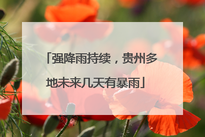 强降雨持续，贵州多地未来几天有暴雨