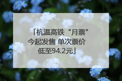 杭温高铁“月票”今起发售 单次票价低至94.2元