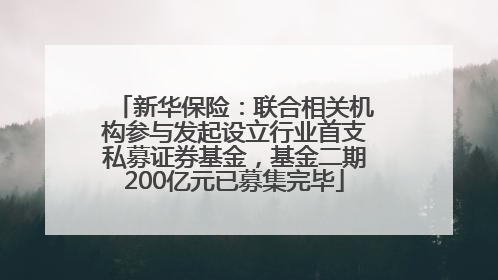 新华保险：联合相关机构参与发起设立行业首支私募证券基金，基金二期200亿元已募集完毕
