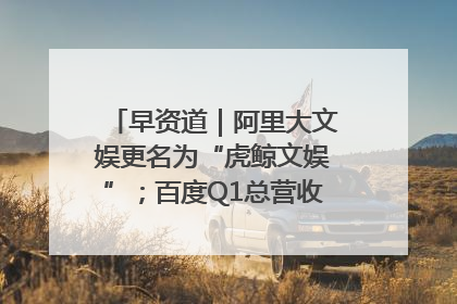 早资道｜阿里大文娱更名为“虎鲸文娱”；百度Q1总营收325亿元超预期