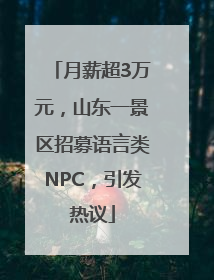 月薪超3万元，山东一景区招募语言类NPC，引发热议