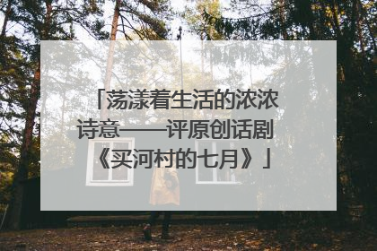 荡漾着生活的浓浓诗意——评原创话剧《买河村的七月》