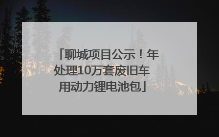 聊城项目公示！年处理10万套废旧车用动力锂电池包