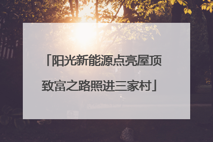 阳光新能源点亮屋顶 致富之路照进三家村