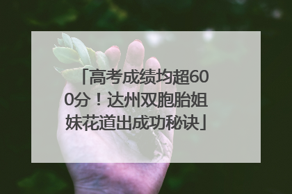 高考成绩均超600分！达州双胞胎姐妹花道出成功秘诀