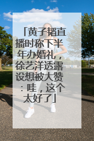 黄子韬直播时称下半年办婚礼，徐艺洋透露设想被大赞：哇，这个太好了